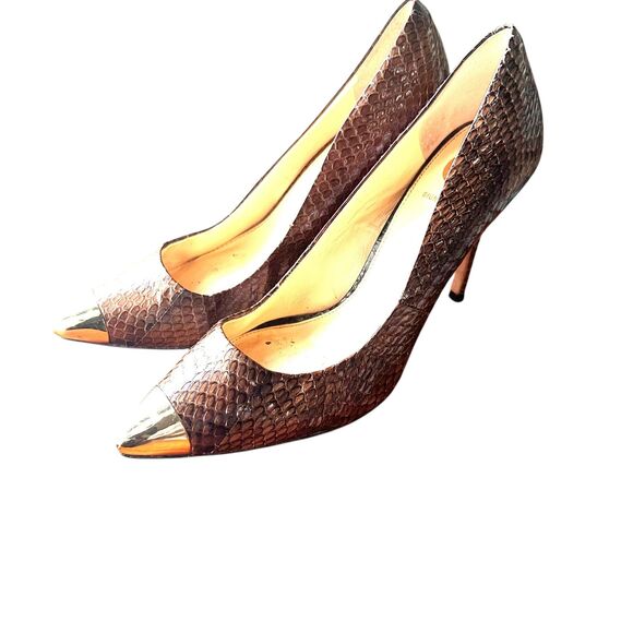 VC SIGNATURE Leather Snake Print Pointed Toe Heel Sz 9.5 - Picture 3 of 5